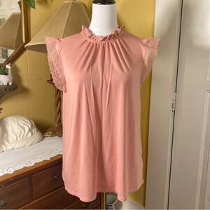 Matilda Jane Good Hart GH Pink Mauve Wyatt Top Lace Trim Women's Size Medium